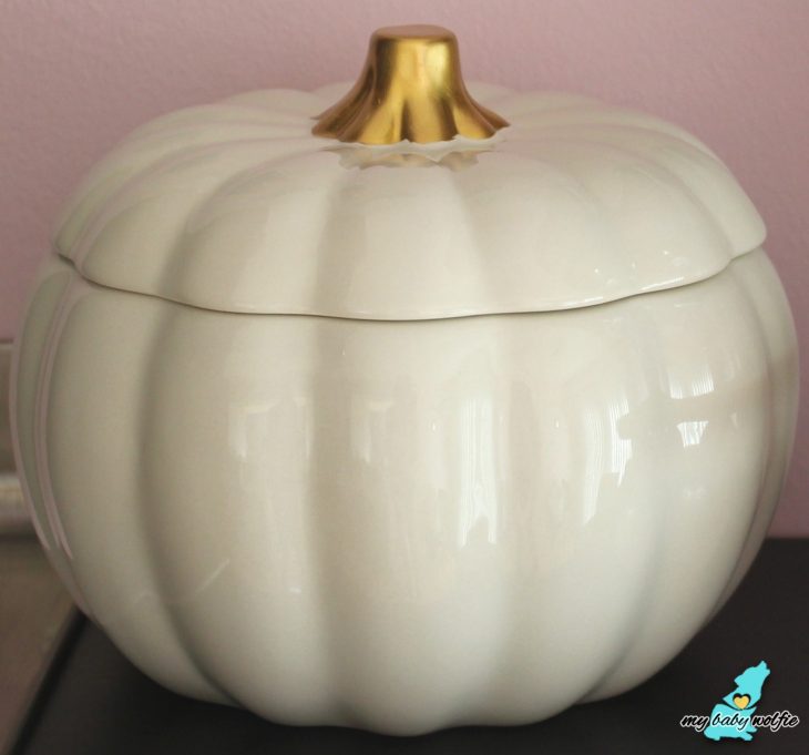 ceramic lidded pumpkin bowl white gold