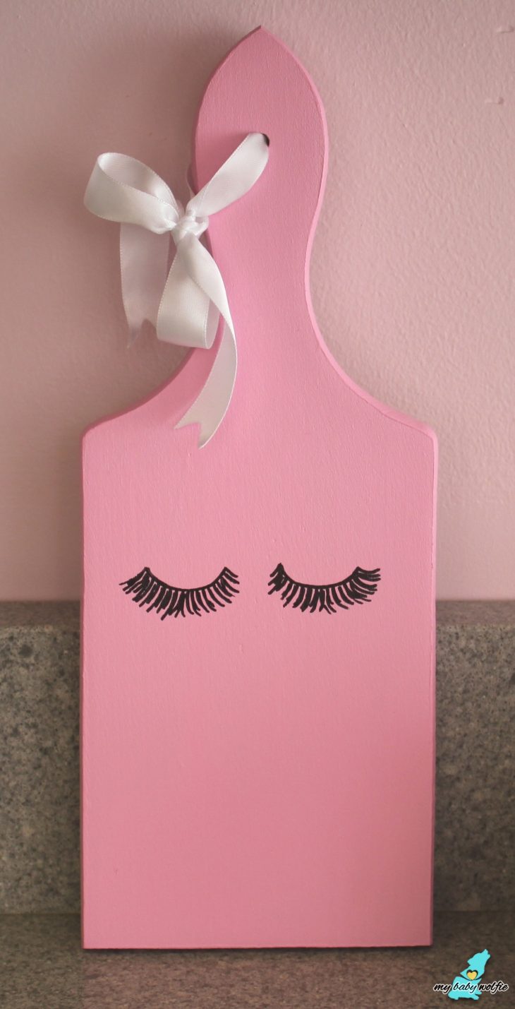 eyelashes pink cutting board