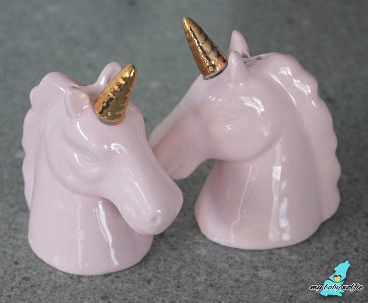 pink unicorn salt and pepper shakers